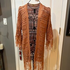 Umgee Orange Fringe Cardigan